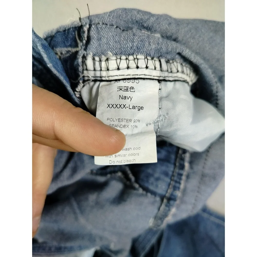 Denim Bibs Overalls Men 40 Blue Bib Adjustable Straps Pockets Stretch Adjustable
